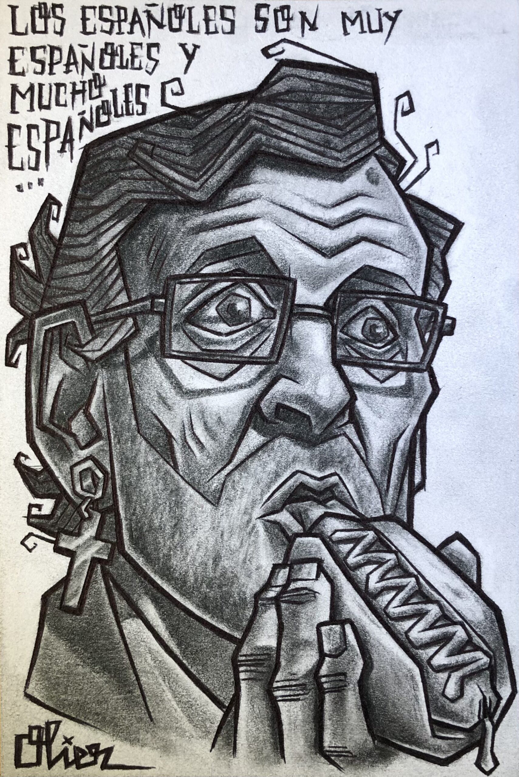 Dibujo de Mariano Rajoy comiéndose un "perrito caliente"