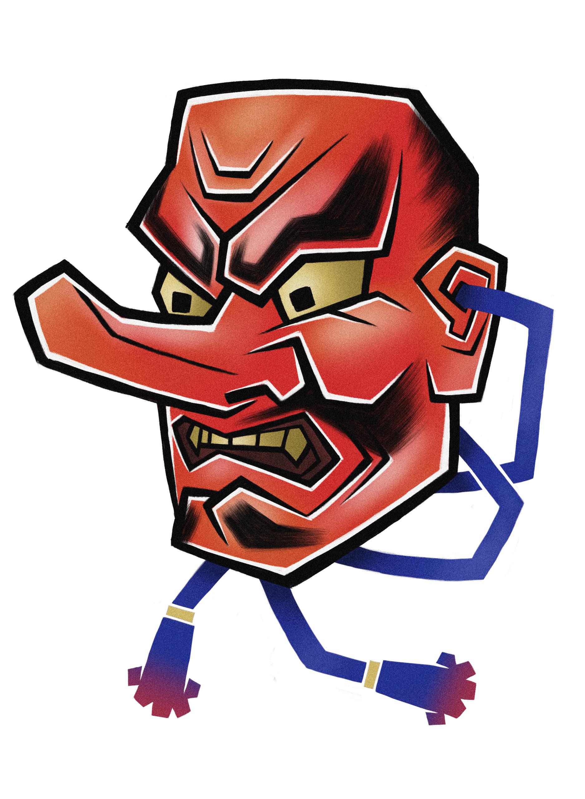 ilustración digital de mascara Tengu